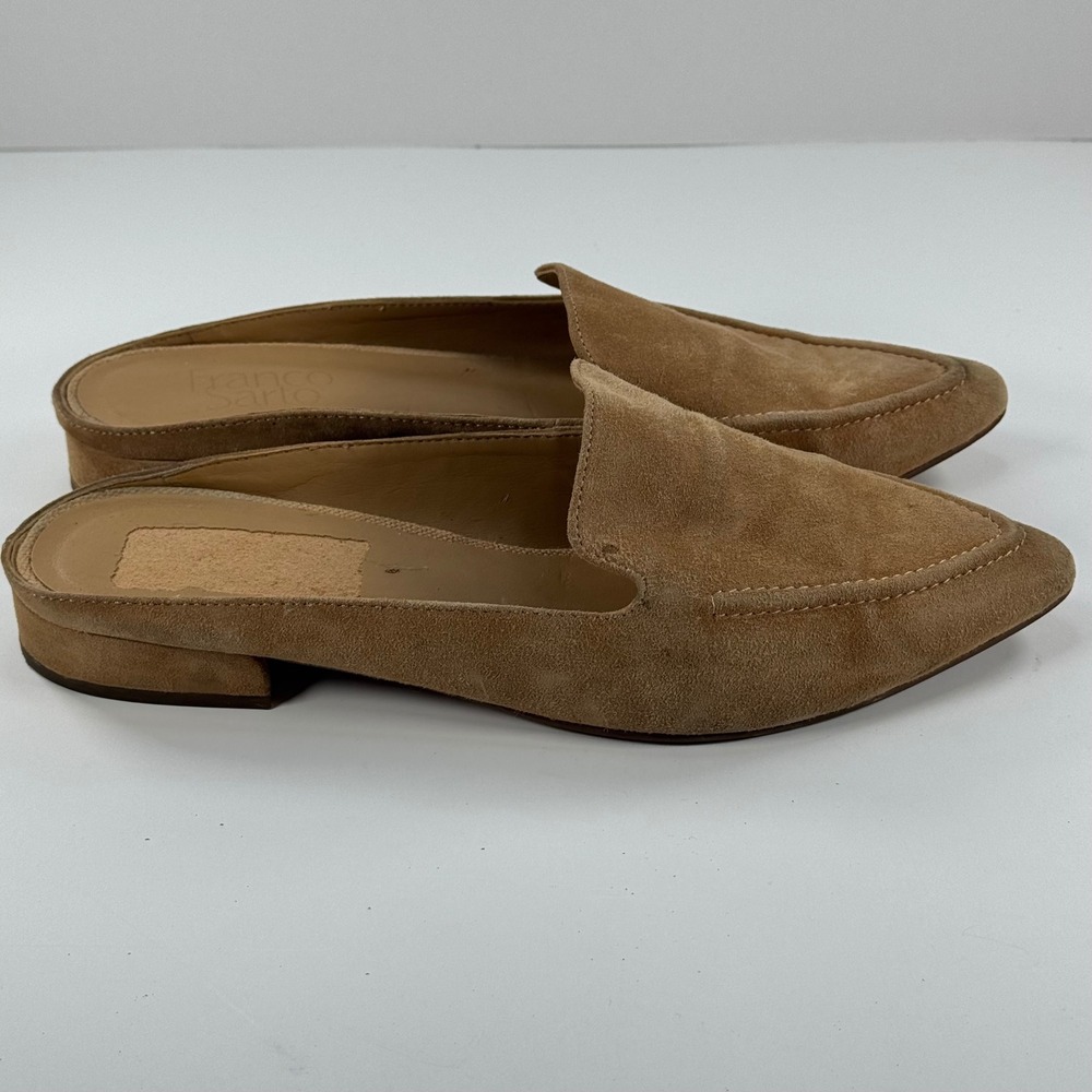 Franco Sarto Womens Tan Suede Pointed Toe Mules Loafers L-CELA Brown Size 7.5M